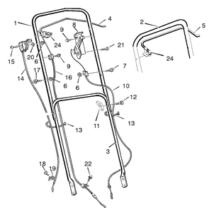 Handle Assembly Diagram and Parts List for 22638X99A 1996 Briggs and Stratton Lawn Mower